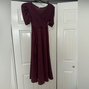 Elegant Burgundy Wrap Dress